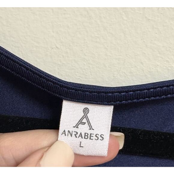 Anrabess Navy Maxi Dress Women’s Large Long Sleeve Deep V Neck Ruched Waist - Picture 3 of 5